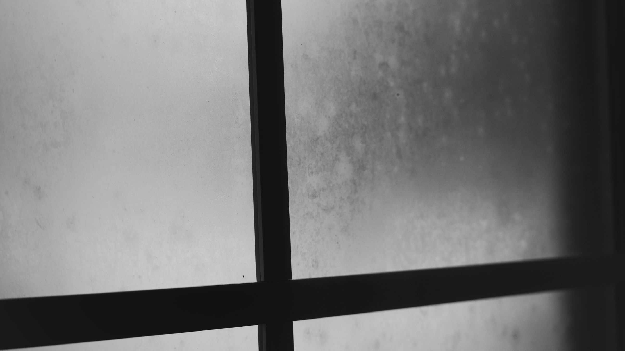 Condensation trapped between the panes of a double-glazed window